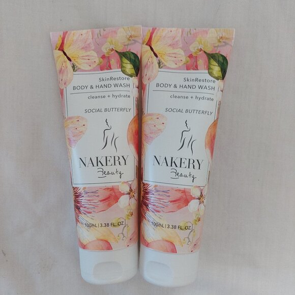 COPY - 2 Nakery Beauty Hand Body wash Social Butterfly 3.38 oz sealed - Picture 1 of 2